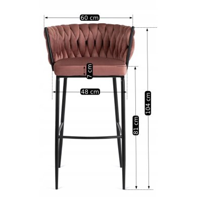 Барний стілець Mebel Elit FLORES Welur Рожевий - 11 Барний стілець Mebel Elit FLORES Welur Рожевий ME.FLORES/R/CZ/V/H фото - 11