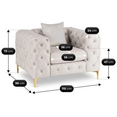 Крісло м'яке Mebel Elit SORRENTO 1S Welur Кремовий ME.SORRENTO1S/KR/V/FW фото - 9