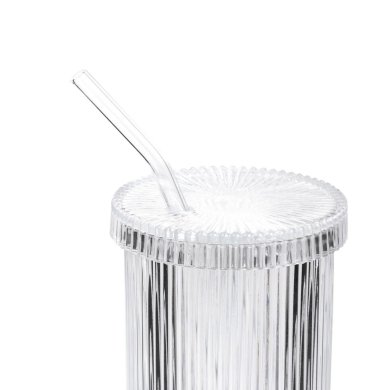 Стакан с кришкою и трубочкой Homla ALINE 380 мл Прозрачный 227384 фото - 4