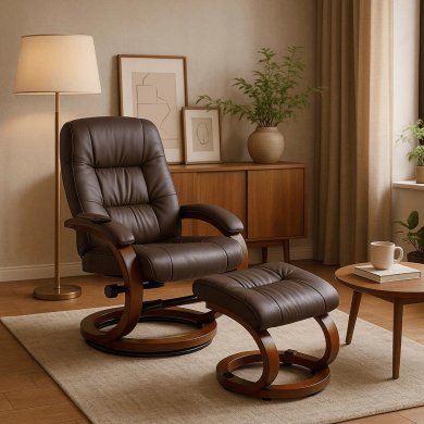 Кресло мягкое массажное с подставкой Mebel Elit CANO Коричневый ME.CANO/BR/E/FW фото - 12