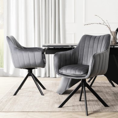 Обідній стілець поворотний Mebel Elit MUMBAI Welur Сірий ME.MUMBAI/P/V/K фото - 5