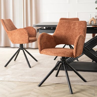 Обеденный стул поворотный Mebel Elit FLAV Boucle Рыжий ME.FLAV/RD/CZ/TB/K фото - 6