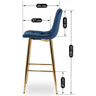 Барный стул Mebel Elit ARIEL Welur Синий - 12 Барный стул Mebel Elit ARIEL Welur Синий ME.ARIEL/GR/ZL/V/H фото - 12