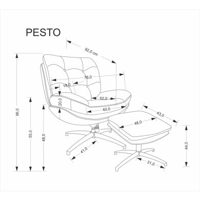 Кресло мягкое поворотное с подставкой Halmar PESTO Бежевый V-CH-PESTO-FOT-BEŻOWY фото - 12