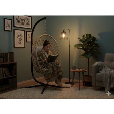 Підвісне крісло-кокон з складаним кошиком Garden Line ERIS Коричневий FAT0923 фото - 9