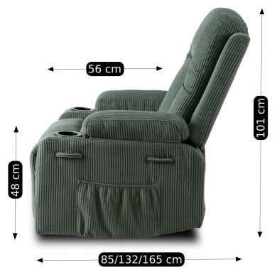 Крісло м'яке розкладне масажне з реклайнером Mebel Elit BOX Velvet Зелений - 14 Крісло м'яке розкладне масажне з реклайнером Mebel Elit BOX Velvet Зелений ME.BOX2/Z/SZTR/FW фото - 14