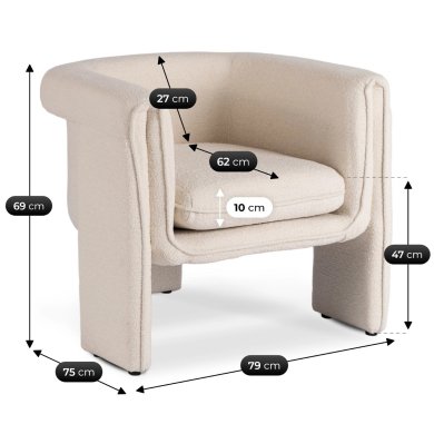 Кресло мягкое Mebel Elit GALA Кремовый ME.GALA/BZ/T/FW фото - 7