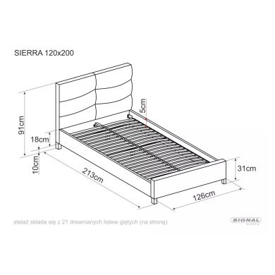 Ліжко Signal SIERRA Welur 120х200 см Сірий SIERRAV120SZD фото - 2