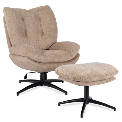 Кресло мягкое поворотное с подставкой Mebel Elit FREMONT Бежевый ME.FREMONT/BZ/CZ/T/FW