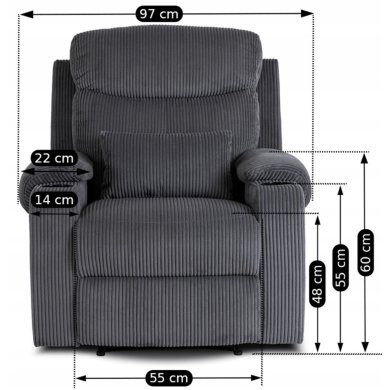 Крісло м'яке розкладне з реклайнером Mebel Elit TORRES Velvet Сірий ME.TORRES/P/SZTR/FW фото - 13