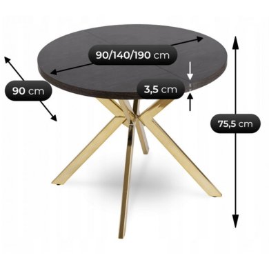 Розкладний обідній стіл Mebel Elit LUGO Чорний - 12 Розкладний обідній стіл Mebel Elit LUGO Чорний ME.LUGO/CZ/ZL/S фото - 12