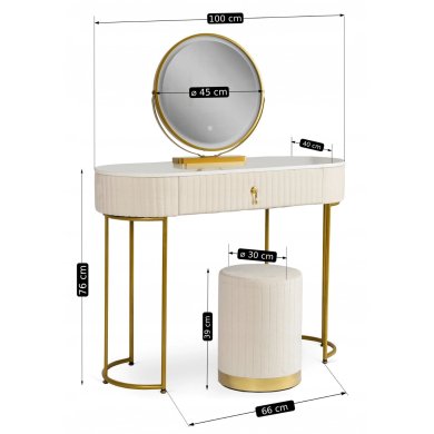 Туалетний стіл з пуфом Mebel Elit VITA Бежевий ME.VITA/BZ/ZL/B фото - 8