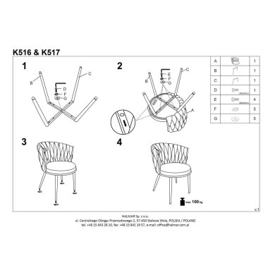 Обеденный стул Halmar K517 Темно-зеленый - 21 Обеденный стул Halmar K517 Темно-зеленый V-CH-K/517-KR-C.ZIELONY фото - 21