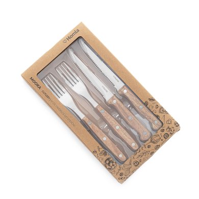 Набір столових приладів Homla МООК 4 шт. Сріблястий / Дерево 211060 фото - 5