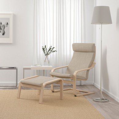 IKEA Кресло-качалка с подставкой POANG Бежевый (ИКЕА ПОАНГ) 49484275 фото - 5