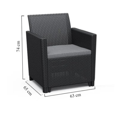 Комплект садових крісел Keter CLAIRE 2 шт Графіт 252978 фото - 7