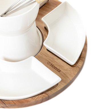 Набір для фондю Homla МООК | Білий / Дерево - 4 Набір для фондю Homla МООК | Білий / Дерево 213240 фото - 4