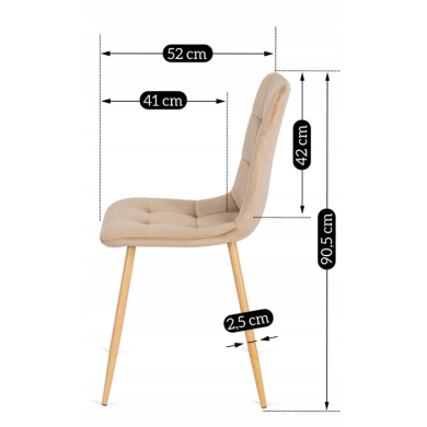 Обеденный стул Mebel Elit FREDY Welur Бежевый ME.FREDY/BZ/D/V/K фото - 12