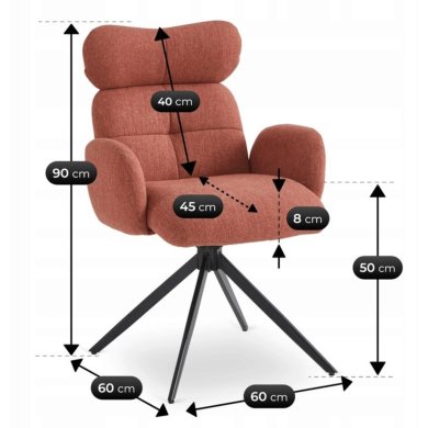 Обеденный стул поворотный Mebel Elit ALVARO Рыжий ME.ALVARO/RD/T/K фото - 10