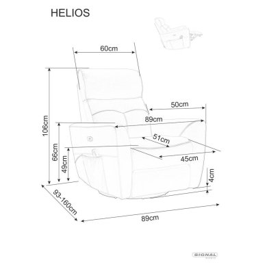 Кресло мягкое раскладное массажное с реклайнером Signal HELIOS M Серый HELIOSMSSSZ фото - 11