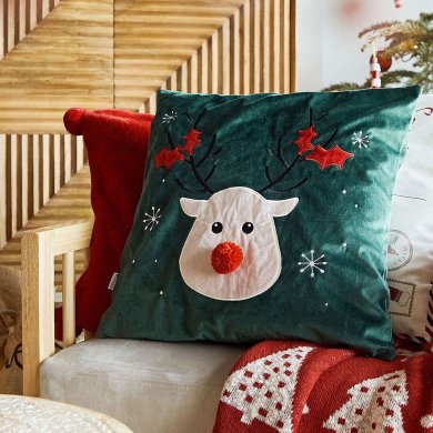 Декоративна наволочка Homla REINDEER 45х45 см Зелений - 4 Декоративна наволочка Homla REINDEER 45х45 см Зелений 223316 фото - 4