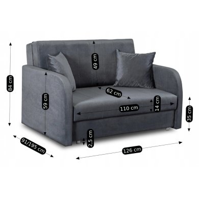 Розкладний диван Mebel Elit VERO Welur 2 Сірий PPHUE.BASIA2/PAROS6/FW фото - 11