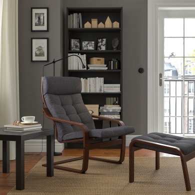 IKEA Кресло-качалка с подставкой POANG Темно-серый (ИКЕА ПОАНГ) 39502086 фото - 2