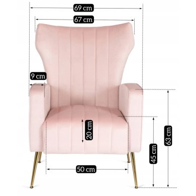 Кресло мягкое Mebel Elit DIANA Welur Розовый ME.DIANA/JR/ZL/V/FW фото - 14