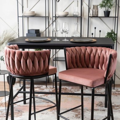 Барний стілець Mebel Elit FLORES Welur Рожевий - 10 Барний стілець Mebel Elit FLORES Welur Рожевий ME.FLORES/R/CZ/V/H фото - 10