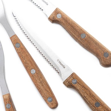 Набір столових приладів Homla МООК 4 шт. Сріблястий / Дерево 211060 фото - 4