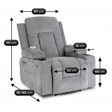 Крісло м'яке розкладне масажне з реклайнером Mebel Elit BOX 2 Темно-сірий ME.BOX2/CP/T/FW фото - 14