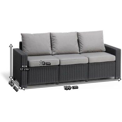 Садовий диван Keter MOOREA 3 Графіт - 5 Садовий диван Keter MOOREA 3 Графіт 252960 фото - 5