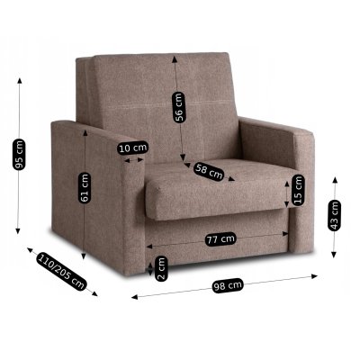 Кресло мягкое раскладное Mebel Elit MILAN 1 Бежевый PPHUE.MAJA1/POLARIS4/FW фото - 12