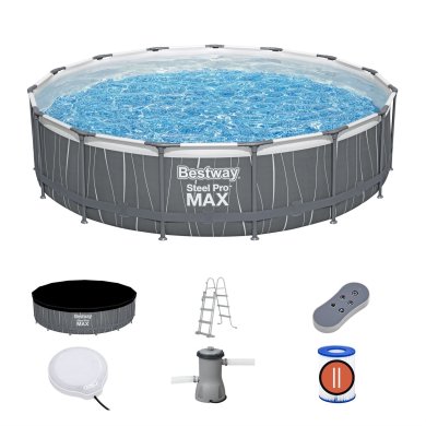 Каркасный бассейн Bestway 561GD STEEL PRO MAX LED 457х107 см Серый BES561GD
