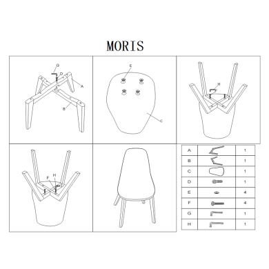 Обідній стілець Signal Moris Чорний MORISBUC фото - 9