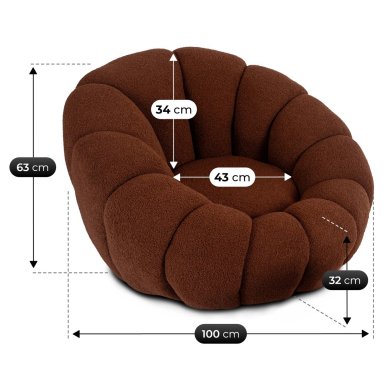 Крісло м'яке поворотне з пуфом Mebel Elit PETTIT Boucle Коричневий ME.PETTIT/BR/TB/FW фото - 5