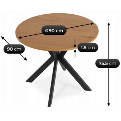 Обеденный стол Mebel Elit LAUREN 90 см Дуб золотой ME.LAUREN/D/CZ/S90 фото - 9