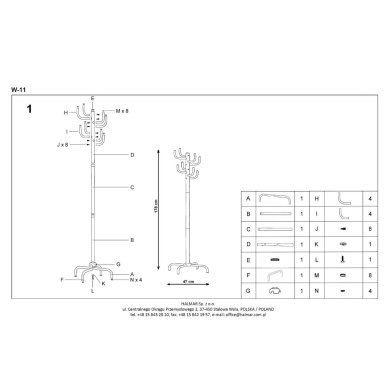 Вішак Halmar W11 | Чорний V-CH-W11-BIS-WIESZAK-CZARNY фото - 2