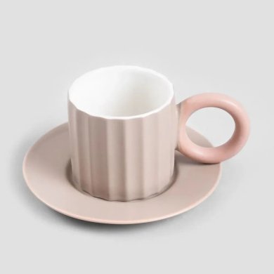 Чашка с блюдцем Homla YELLY 100 мл Бежевый 235719 фото - 3