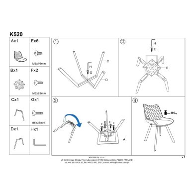 Обідній стілець поворотний Halmar K520 Бежевий V-CH-K/520-KR-BEŻOWY фото - 16