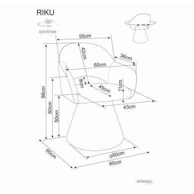 Обідній стілець поворотний Signal RIKU Noelle Сірий RIKUNOSZ фото - 6