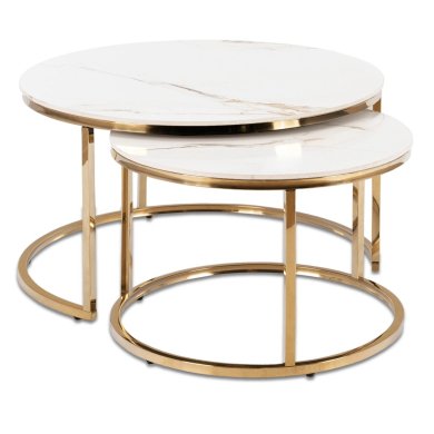 Комплект журнальных столов Mebel Elit MILANO Marmur 2 шт Белый ME.MILANO/BM/ZL/L