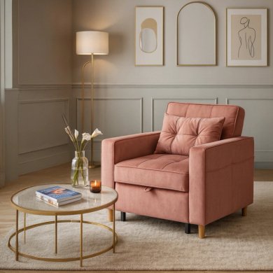 Кресло мягкое раскладное Mebel Elit SOLOR Welur Розовый ME.SOLOR2/R/V/FW фото - 14