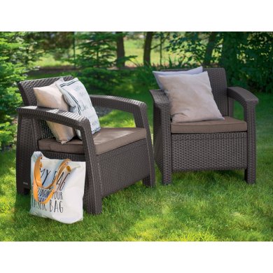 Комплект садових крісел Keter CORFU 2 шт Коричневий - 2 Комплект садових крісел Keter CORFU 2 шт Коричневий 258944 фото - 2