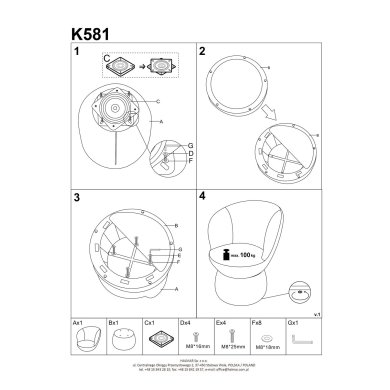 Обеденный стул поворотный Halmar K581 Бежевый V-CH-K/581-KR-BEŻOWY фото - 24
