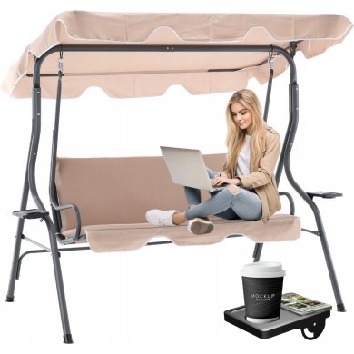 Садовые качели Garden Line 170x110x153 см Бежевый KRE0735 фото - 8