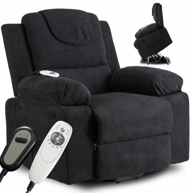 Кресло мягкое раскладное массажное с реклайнером Mebel Elit FENIX Velvet Черный ME.FENIX/CZ/SZTR/FW