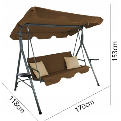 Садова гойдалка Garden Line 170x118x153 см Коричневий KRE7626 фото - 13