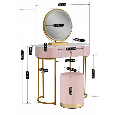 Туалетний стіл з пуфом Mebel Elit ASHLEY MINI Marmur Рожевий - 6 Туалетний стіл з пуфом Mebel Elit ASHLEY MINI Marmur Рожевий ME.ASHLEYMINI/R/ZL/B фото - 6