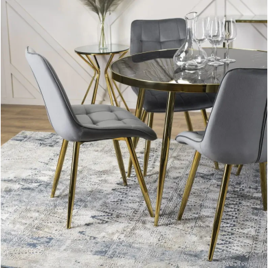 Обеденный комплект мебели Mebel Elit TINGA CARO | Черный / Золотой / Серый TINGA/BLACK/GOLD/CARGO/GREY/GOLD фото - 4